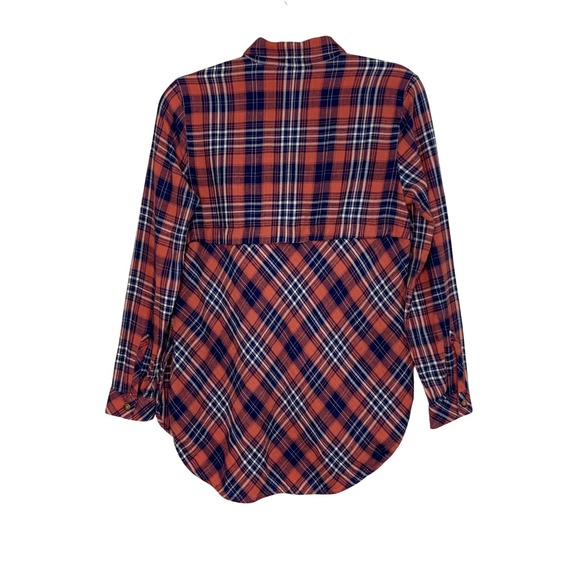 J Jill Denim Women Petite Plaid Button Down Long Sleeve Shirt red Navy XSP - Picture 2 of 13